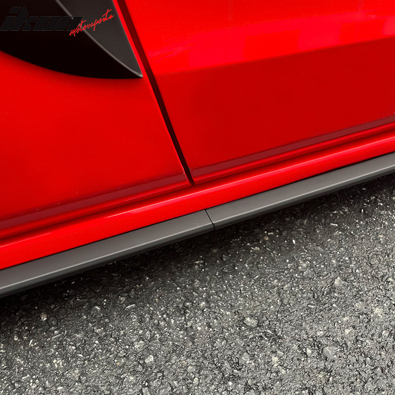 IKON MOTORSPORTS, Side Skirts Compatible With 2005-2014 Ford Mustang, PP GT500 Style Exterior Side Skirt Extensions Rocker Panel, 2006 2007 2008 2009 2010 2011 2012 2013