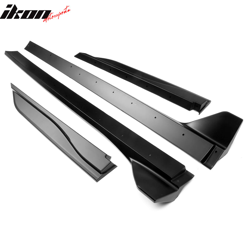 IKON MOTORSPORTS, Side Skirts Compatible With 2005-2014 Ford Mustang, PP GT500 Style Exterior Side Skirt Extensions Rocker Panel, 2006 2007 2008 2009 2010 2011 2012 2013