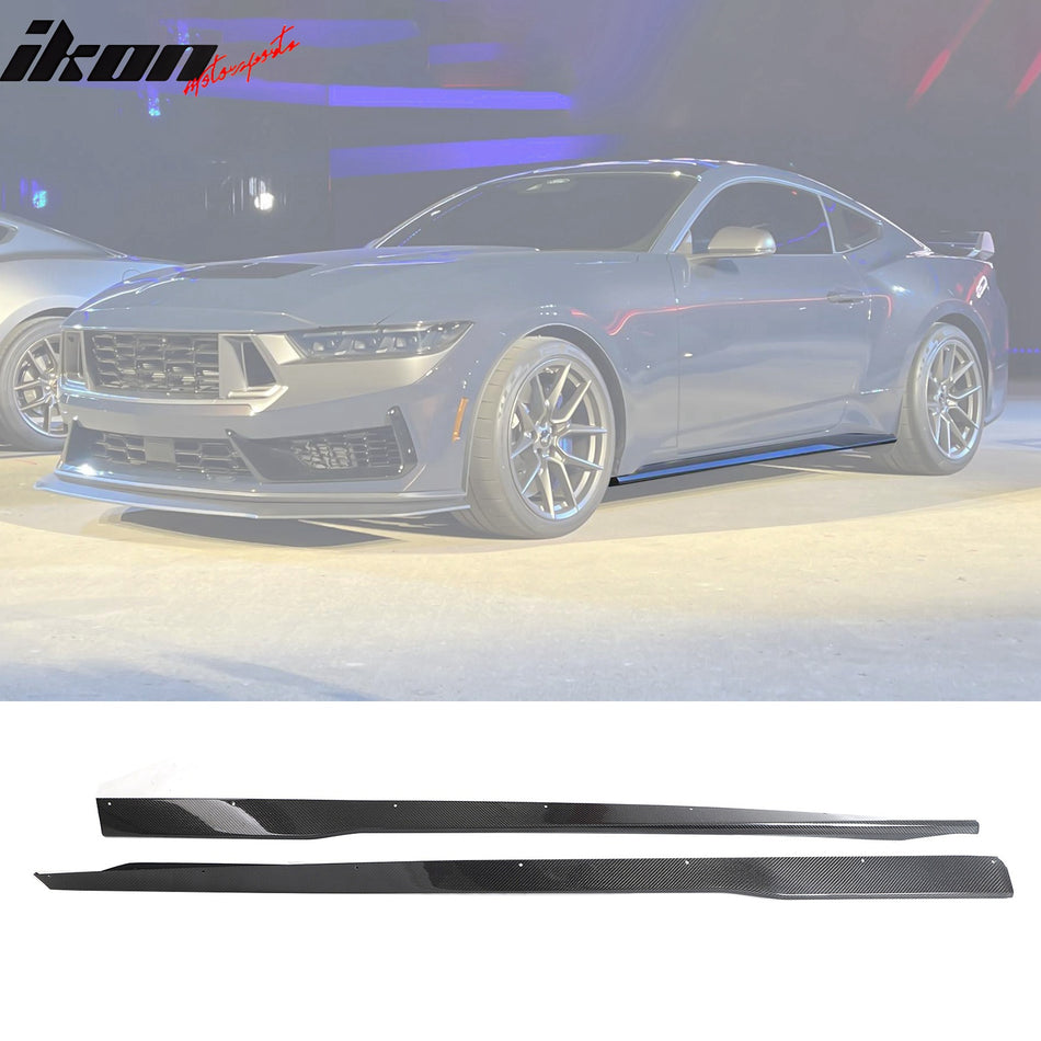 2024-2025 Ford Mustang OE Style 2PCS Side Skirts Panel Carbon Fiber CF