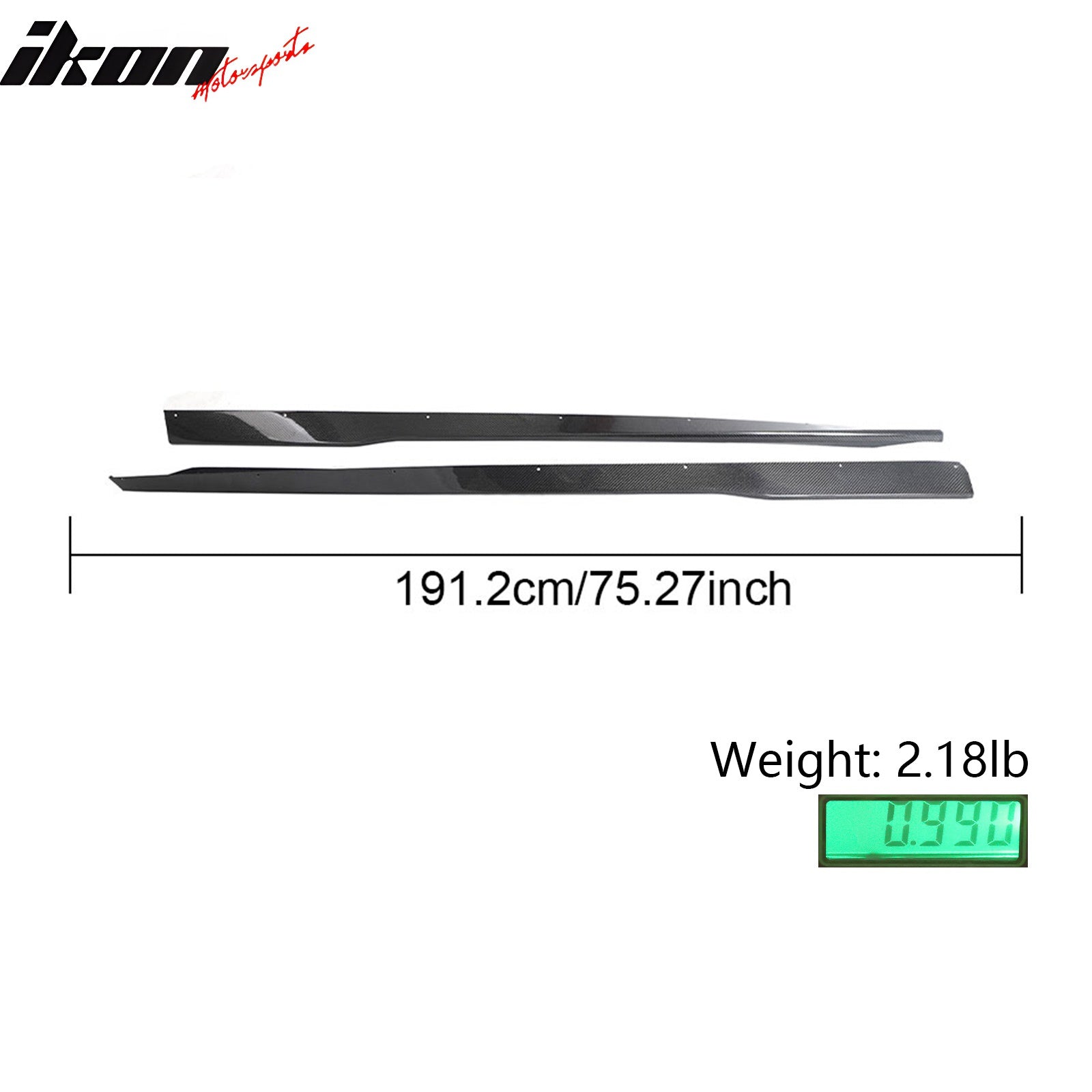 Fits 24-25 Ford Mustang OE Style 2PC Side Skirts Extension Panel Carbon Fiber CF