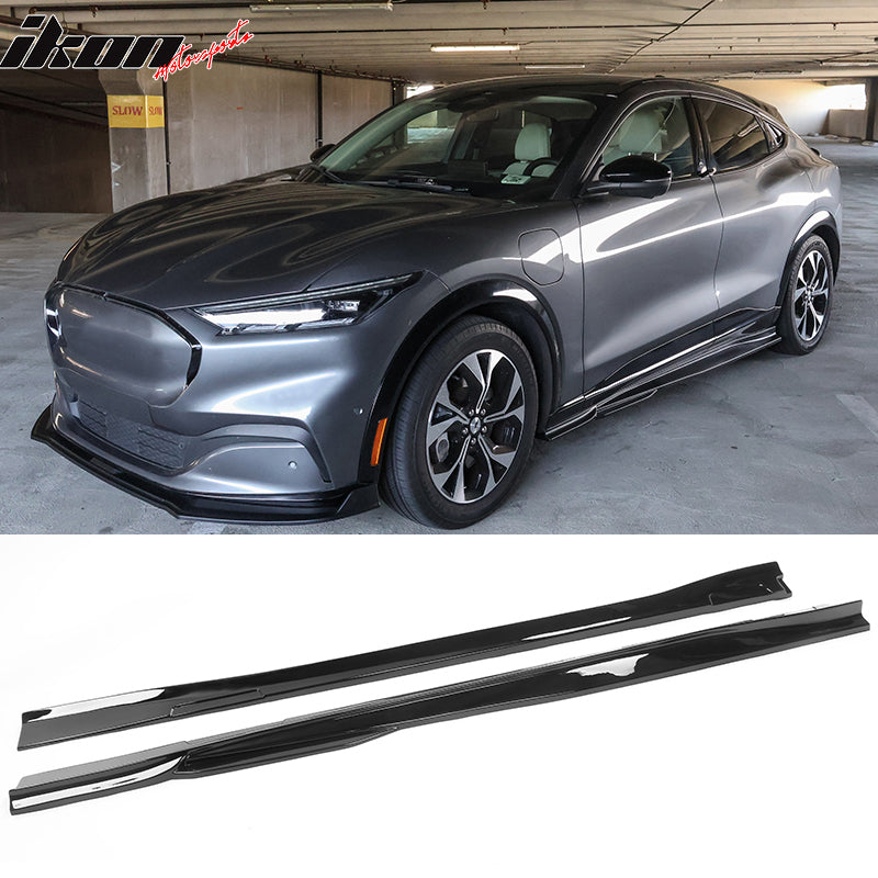 2021-2024 Ford Mustang Mach-E Gloss Black Side Skirts Rocker Panel PP