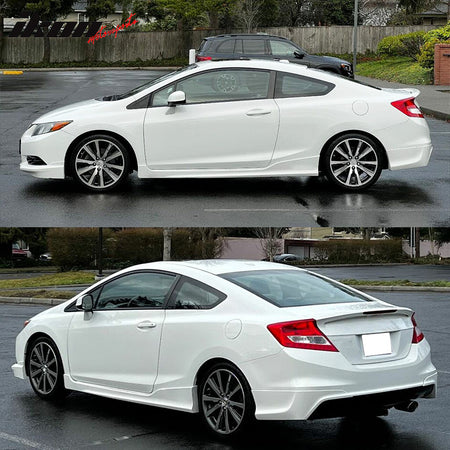 Side Skirts Compatible With 2012-2015 Honda Civic, HF-P Style Black PU Sideskirt Rocker Moulding Air Dam Chin Diffuser Bumper Lip Splitter by IKON MOTORSPORTS, 2013 2014 2015