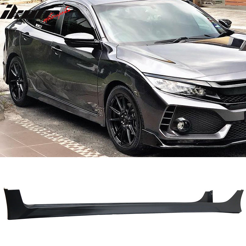 2016-2021 Honda Civic Sedan HFP Style Unpainted Black Side Skirts PP