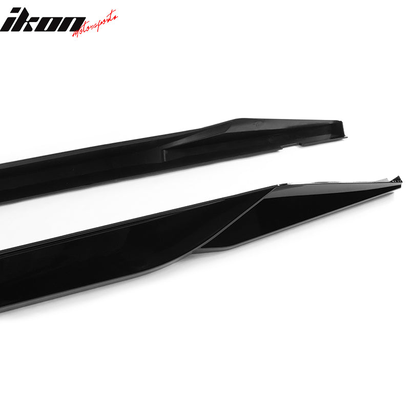 IKON MOTORSPORTS, Side Skirts Compatible With 2011-2016 BMW F10 Mtech, Matte Carbon Fiber MP Style Side Skirt Extension Rocker Panel Driver Passenger, 2012 2013 2014 2015