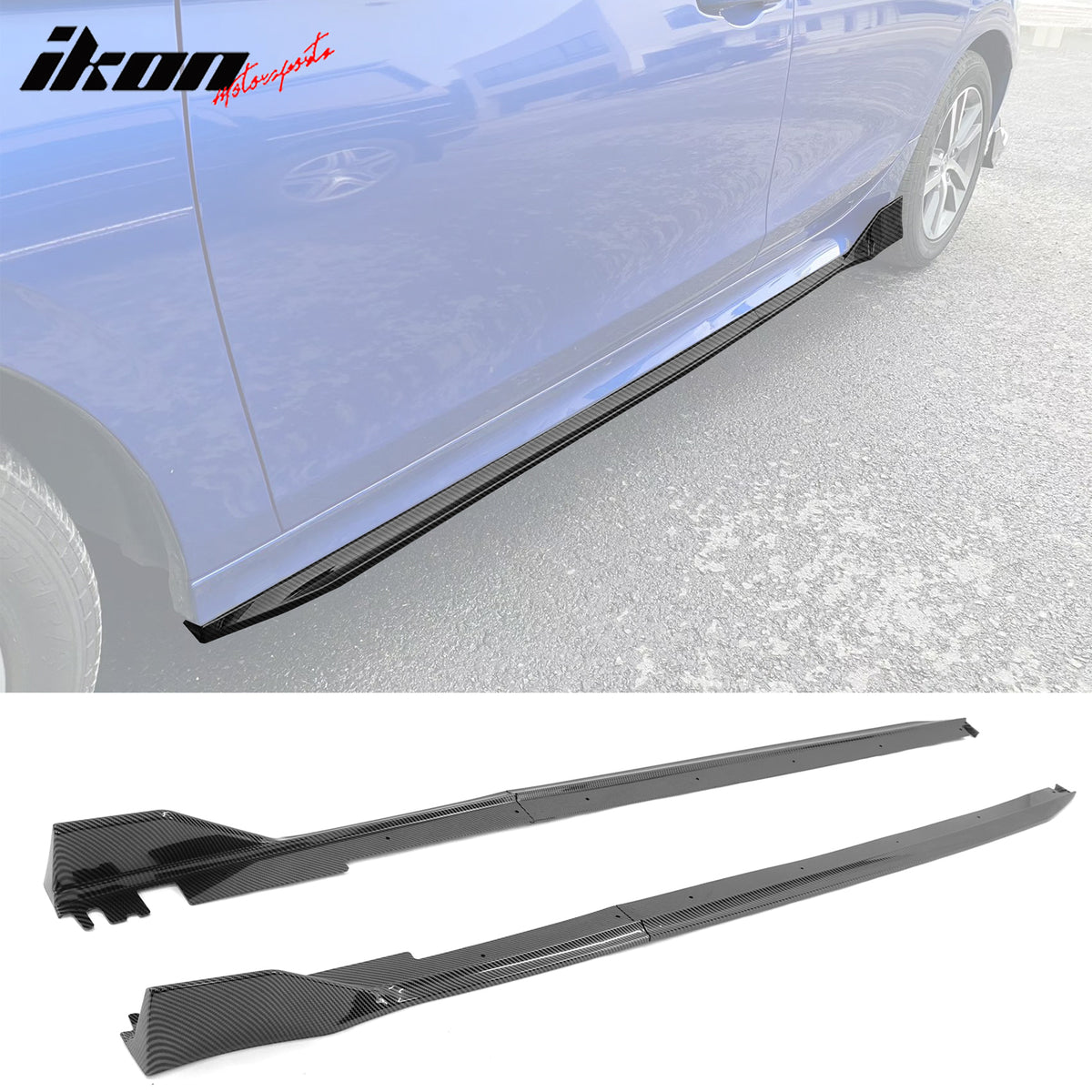 IKON MOTORSPRTS, Side Skirts Compatible With 2022-2024 Honda Civic 4-Door Sedan, PP Type R Rocker Panel Extension Splitter