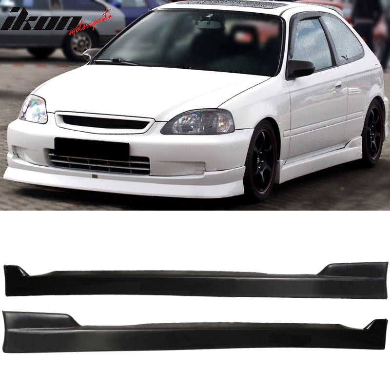 1996-2000 Honda Civic Coupe CS Style Unpainted Black Side Skirts PU