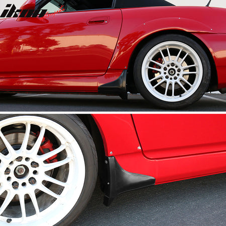 IKON MOTORSPORTS, Side Skirt Cap Compatible With 2000-2009 Honda S2000, OE Factory Style Side Skirt Guard Strakes Spat PU Bodykit, 2001 2002 2003 2004 2005