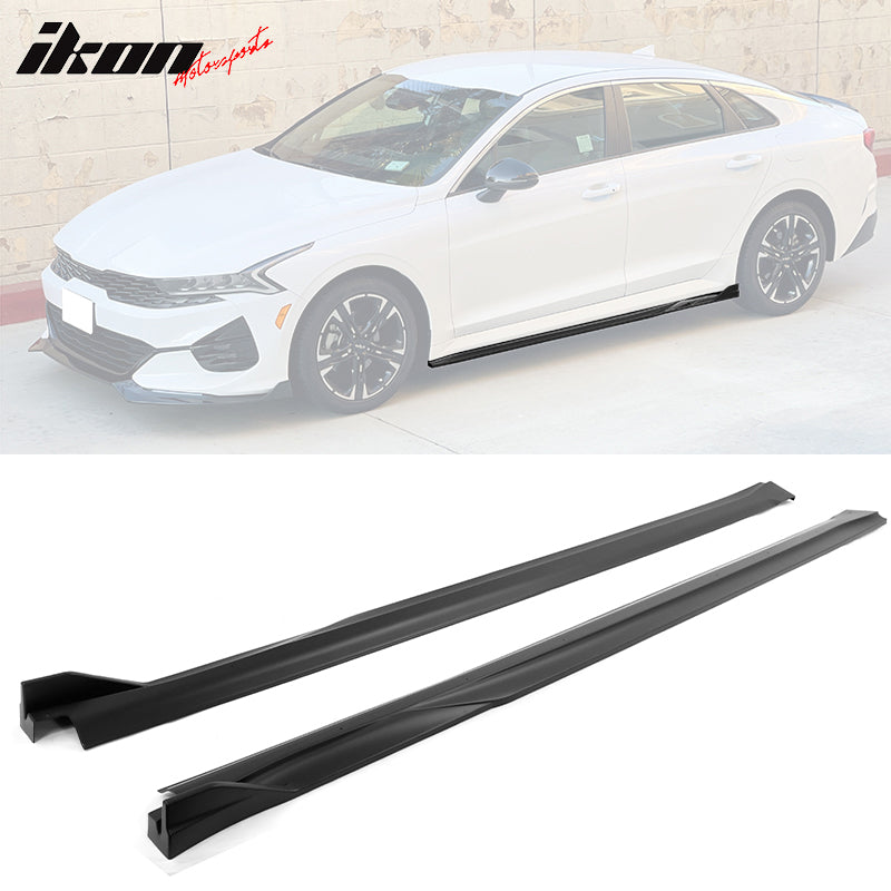 IKON MOTORSPORTS, Side Skirts Compatible With 2021-2024 Kia K5, PP Side Skirt Extensions Rocker Panels Bottom Line Lip Underbody Kit