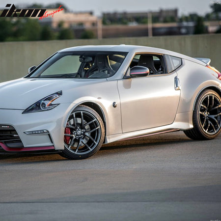 Side Skirts Compatible With 2009-2020 Nissan 370Z, NS Style Unpainted Black PP Side Skirt Extensions 2PC Pair By IKON MOTORSPORTS, 2010 2011 2012 2013 2014 2015 2016 2017