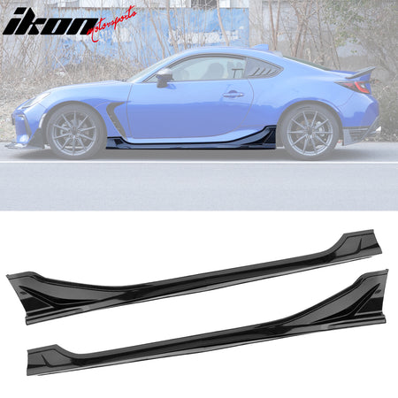 IKON MOTORSPORTS, Side Skirts Extention Compatible with 2022-2024 Subaru BRZ & Toyota GR86, JDM Style PP Polypropylene Rocker Panel Splitter Side Underbody Spoiler 4PCS