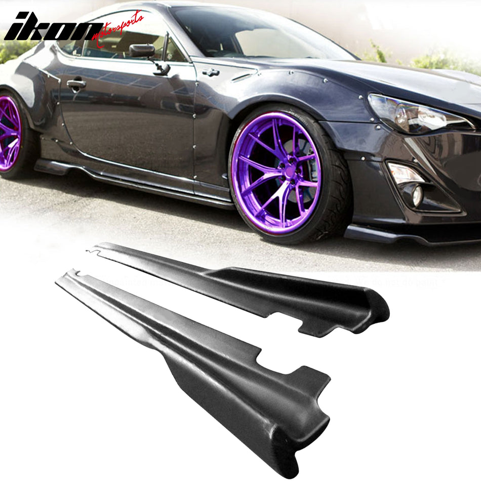 Universal Side Skirts 73"x 6" RB Style PU Unpainted Black Rocker Panel