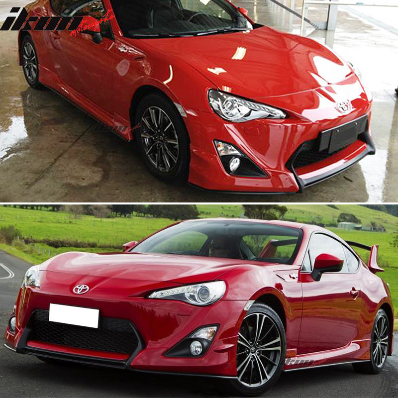 IKON MOTORSPORTS, Side Skirts Compatible With 2013-2016 Scion FR-S/2013-2020 Subaru BRZ/2017-2020 Toyota 86, J Style PU Side Skirts Poly Urethane