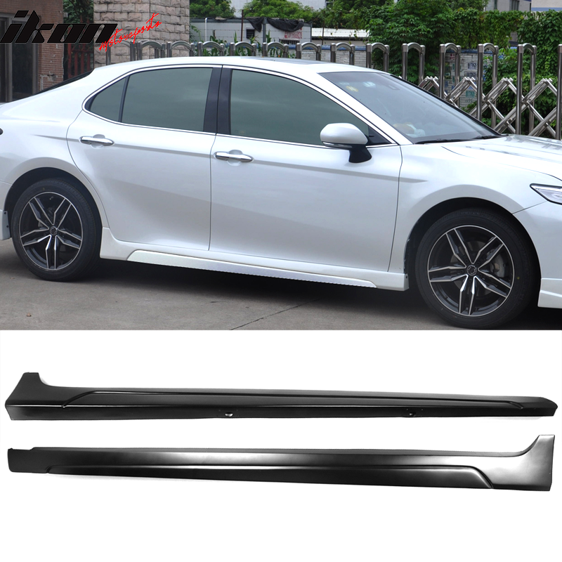 Fits 18-24 Toyota Camry Matte Black Side Skirt & Carbon Fiber Print Rocker Panel