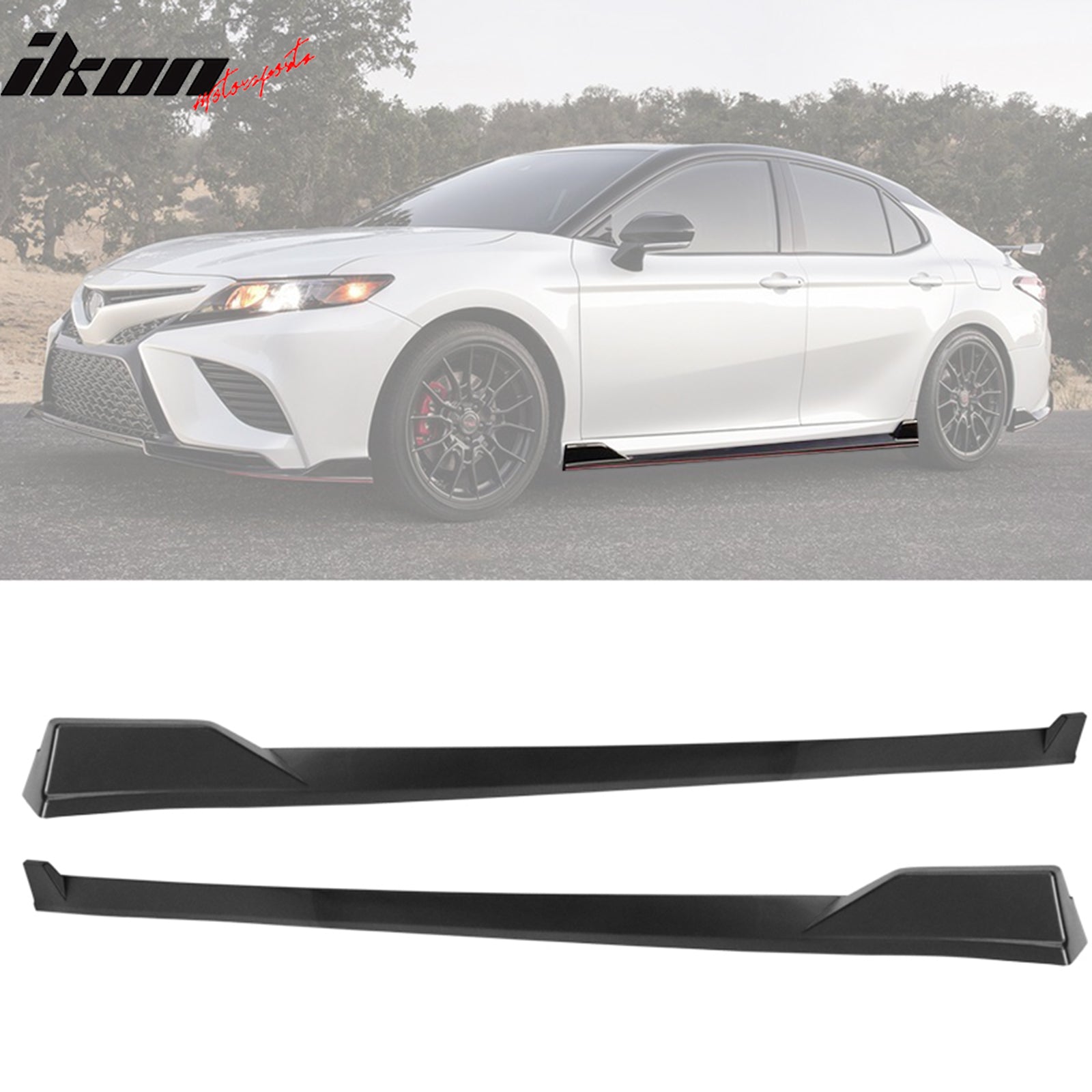 IKON MOTORSPORTS, Side Skirts Compatible With 2018-2022 Toyota Camry, TRD Style PP Side Extensions Line Protector Rocker Panel Splitter Left Right Side