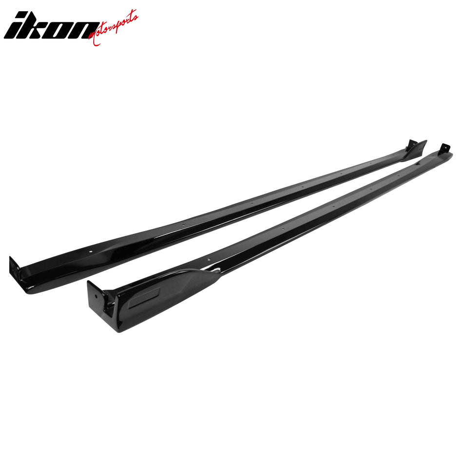 IKON MOTORSPORTS, Side Skirts Extention Compatible with 2019-2024 Toyota Corolla Hatchback 5DR, T Style Gloss Black Rocker Panel Splitter Side Underbody Spoiler 2PCS