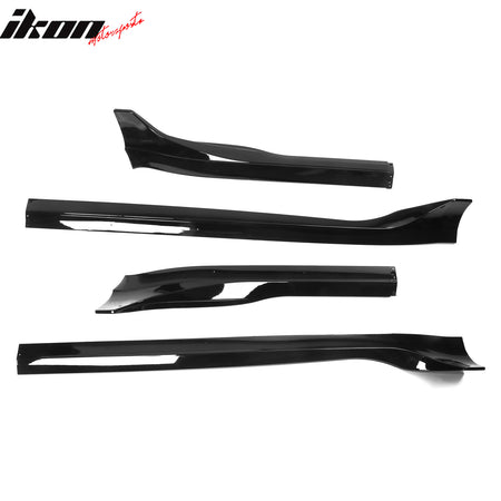 Fits 2024 Tesla Model 3 IKON Style Side Skirt Rocker Panel 4PCS Gloss Black ABS