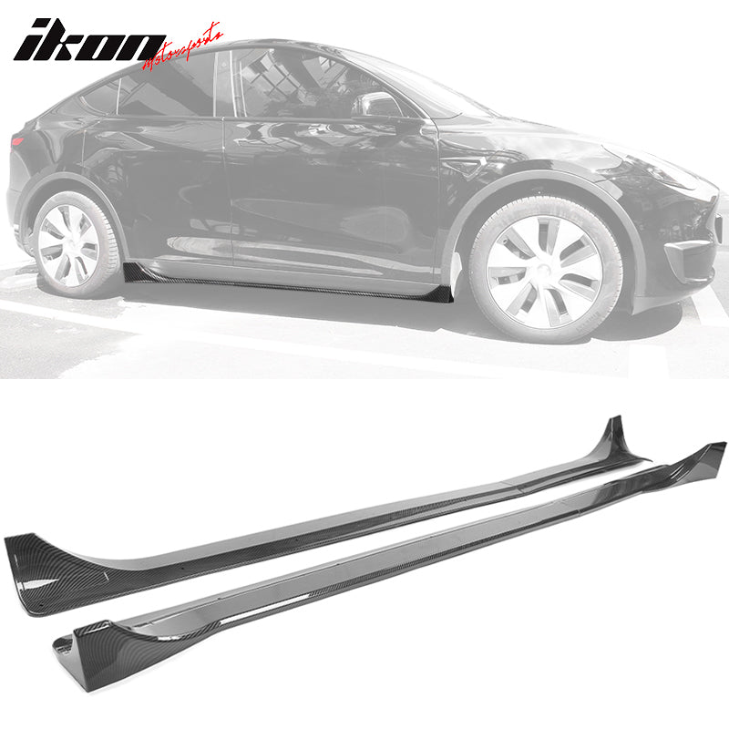 IKON MOTORSPORTS, Side Skirts Compatible With 2020-2022 Tesla Model Y, IKON Style ABS Plastic Side Skirt Extension Splitter Rocker Panel Pair, 2021