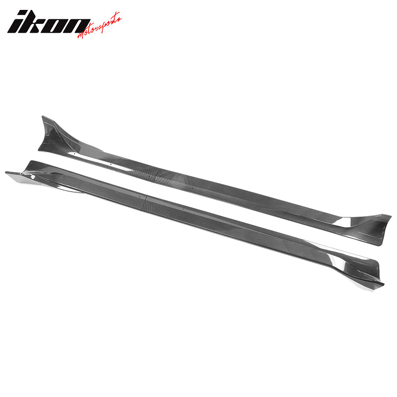 IKON MOTORSPORTS, Side Skirts Compatible With 2020-2022 Tesla Model Y, IKON Style ABS Plastic Side Skirt Extension Splitter Rocker Panel Pair, 2021