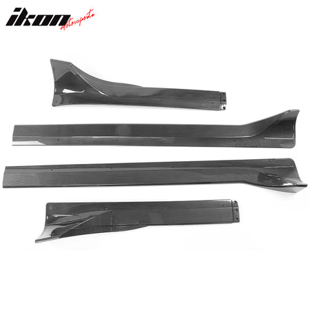 IKON MOTORSPORTS, Side Skirts Compatible With 2020-2022 Tesla Model Y, IKON Style ABS Plastic Side Skirt Extension Splitter Rocker Panel Pair, 2021