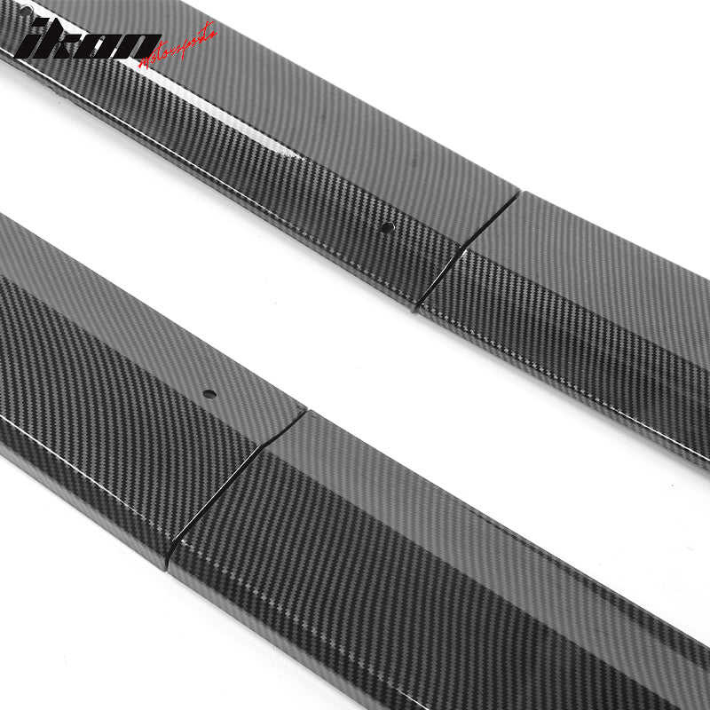 IKON MOTORSPORTS, Side Skirts Compatible With 2020-2022 Tesla Model Y, IKON Style ABS Plastic Side Skirt Extension Splitter Rocker Panel Pair, 2021