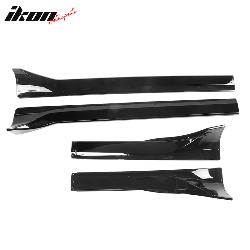 IKON MOTORSPORTS, Side Skirts Compatible With 2020-2022 Tesla Model Y, IKON Style ABS Plastic Side Skirt Extension Splitter Rocker Panel Pair, 2021