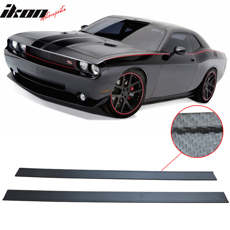 Fits 14 Dodge Challenger Carbon Texture Side Skirts Bottom Line Lip