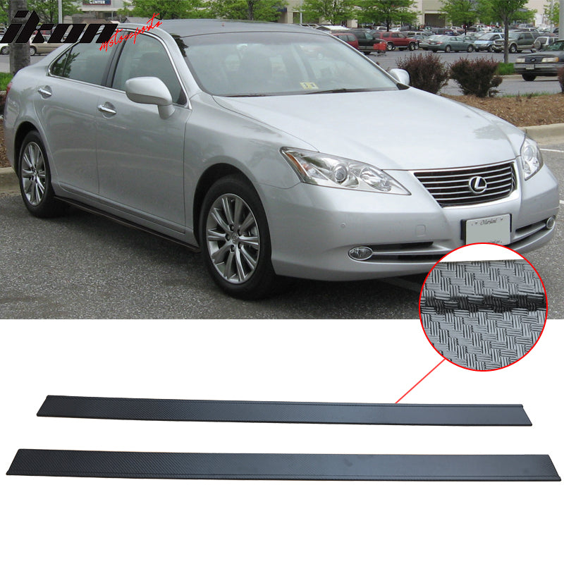 Fits 11 ES350 CF Texture Side Skirts Extension Flat Bottom Line Lip