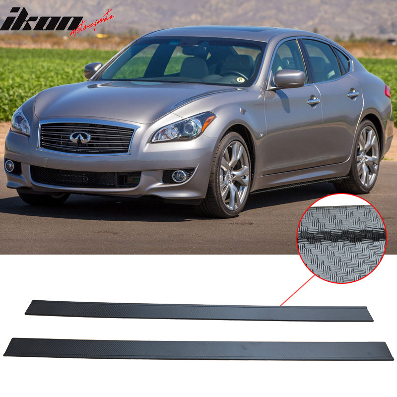 Fits 14-19infiniti Q50 Carbon Texture Side Skirts Ext Bottom Line Lip