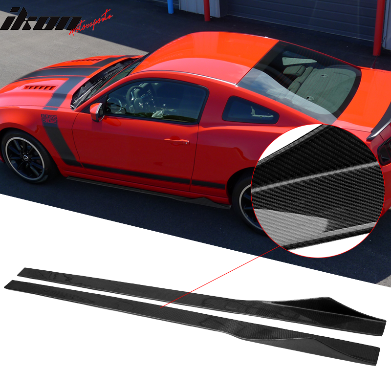 2010-2014 Ford Mustang 75 Inch Side Skirt Splitter CF Carbon Fiber