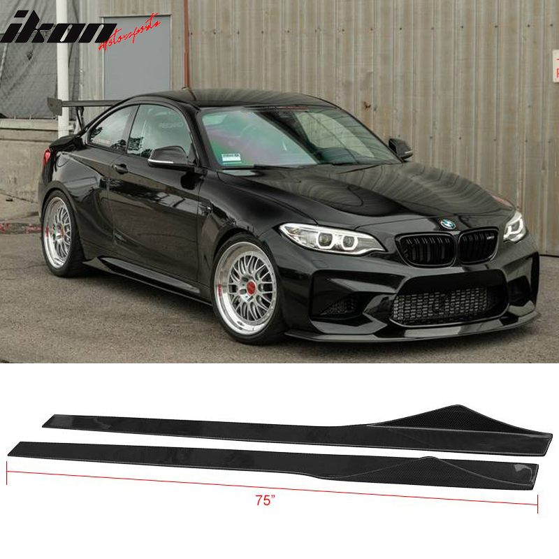 Universal 75 Inches Side Skirt Extension Splitter Lip Carbon Fiber CF