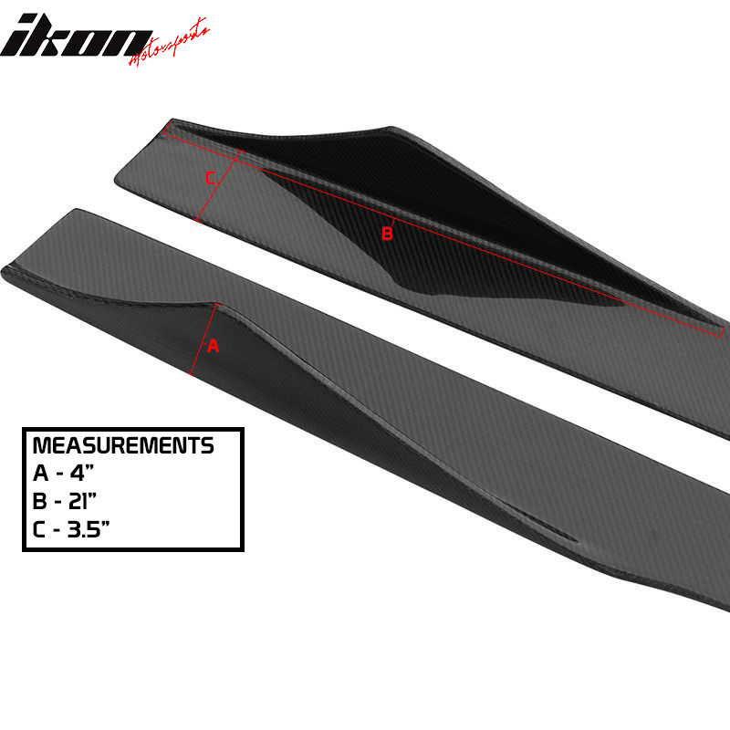 Universal 81" 2PC Factory D Style Side Skirts Extension Splitter Carbon Fiber CF