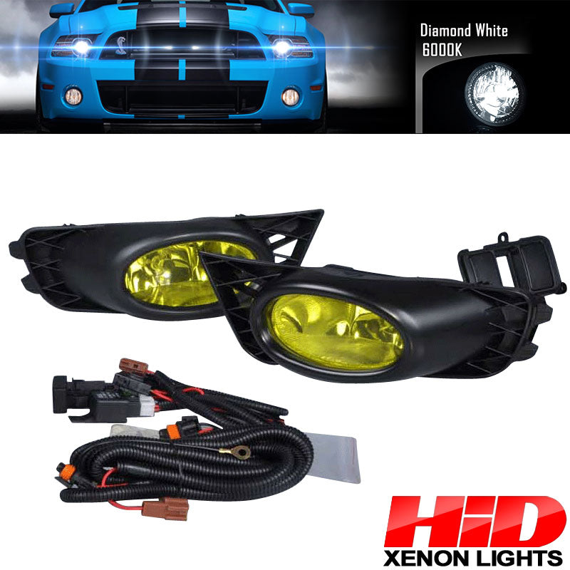 6000K Hid Fit Honda Civic 09-11 Sedan Yellow Lens Fog Lights Kit RH LH