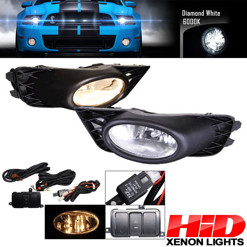 6000K Hid Fits Honda Civic 09-11 Sedan Clear Lens Fog Lights Kit RH LH