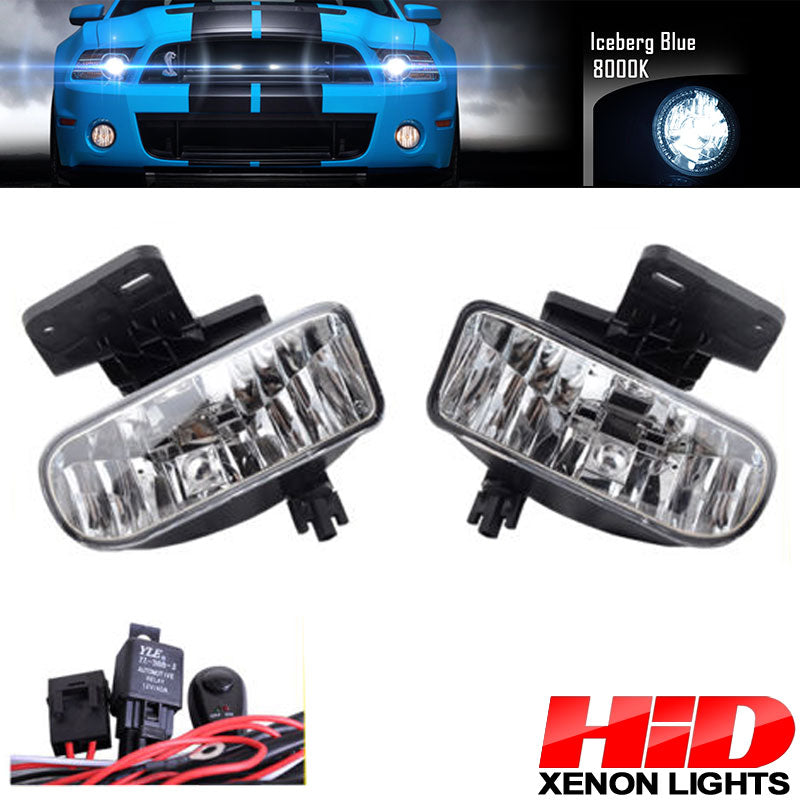 Fits Yukon Xl Sierra Clear Fog Lights+Bulbs+Wiring Kit Switch Harness