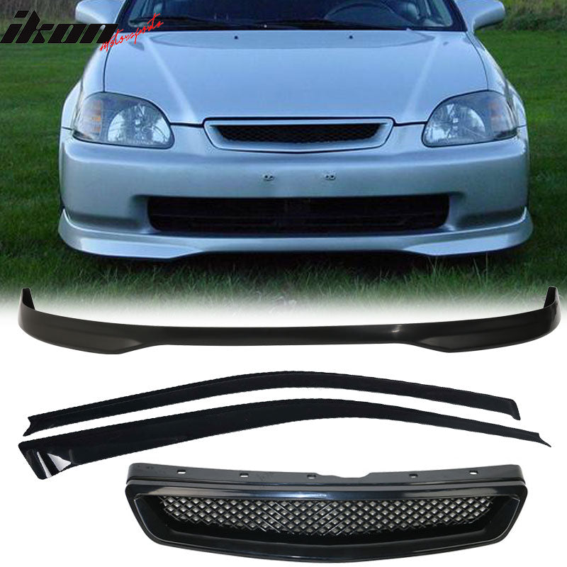 Fits Civic 99-00 T-R Front Bumper Lip Front Grille Sun Window Visor