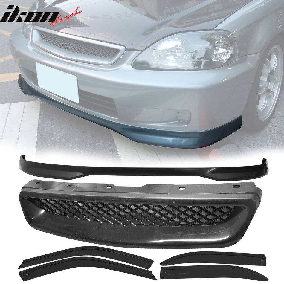 Fits Civic 99-00 T-R Front Bumper Lip Front Grille Sun Window Visor