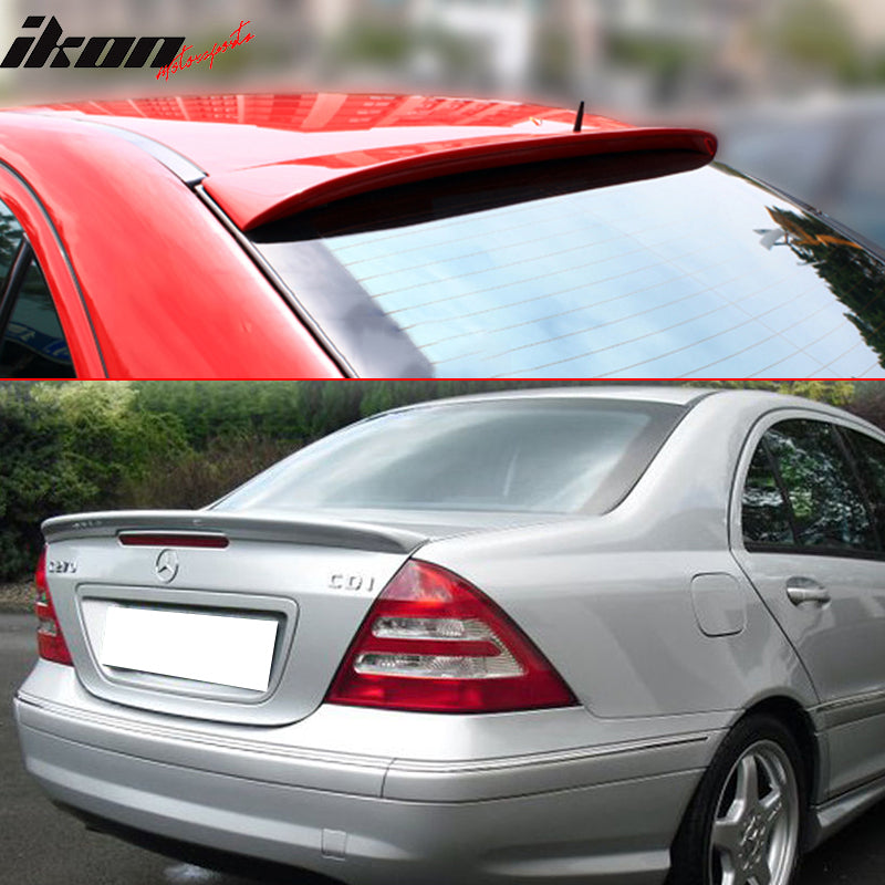 Trunk & Roof Spoiler Compatible With 2001-2007 BENZ C Class, AMG Style L Style ABS Rear Deck Lip Wing by IKON MOTORSPORTS, 2002 2003 2004 2005 2006