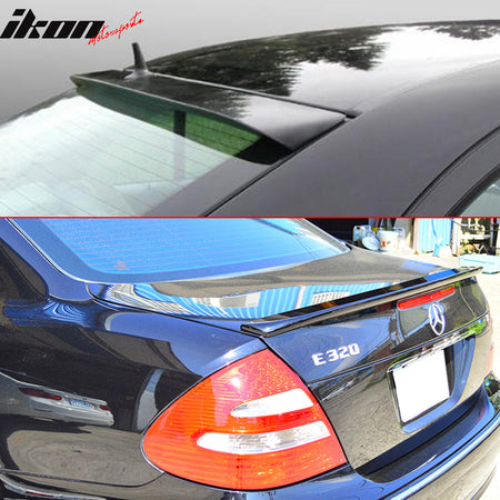 Trunk & Roof Spoiler Compatible With 2003-2005 Mercedes-BENZ E-Class W211 4Door Sedan, L Style ABSRear Deck Lip Wing by IKON MOTORSPORTS, 2004