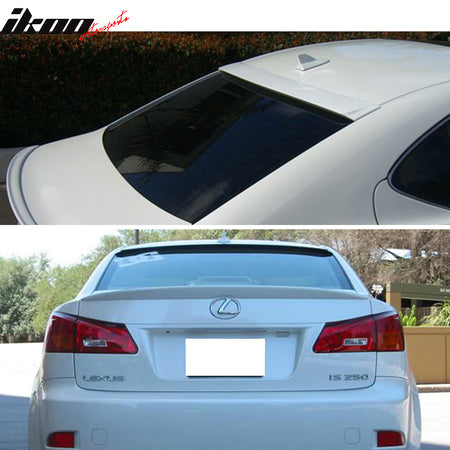 Pre-painted Trunk & Roof Spoiler Compatible With 2006-2013 Lexus IS250 350, Factory Style ABS #077 Starfire Pearl White Rear Deck Lip Wing by IKON MOTORSPORTS, 2007 2008 2009 2010 2011 2012