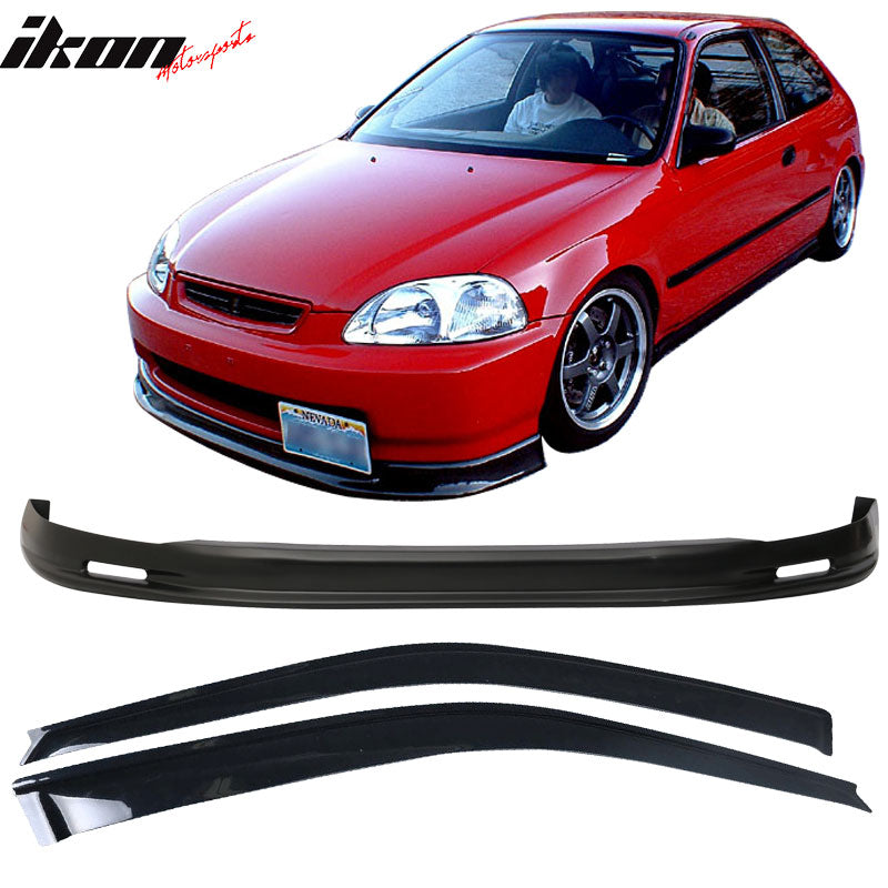 Fits Honda Civic 96-98 Front Bumper Lip Spoiler + Sun Window Visor