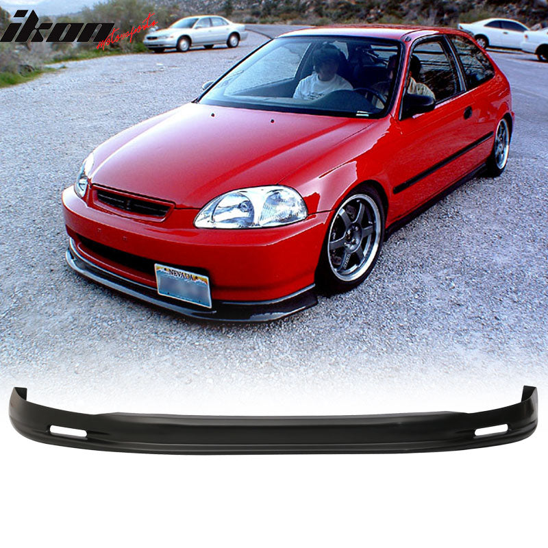 Compatible With Honda Civic 96-98 3Dr PP Front Bumper Lip Spoiler + Sun Window Visor