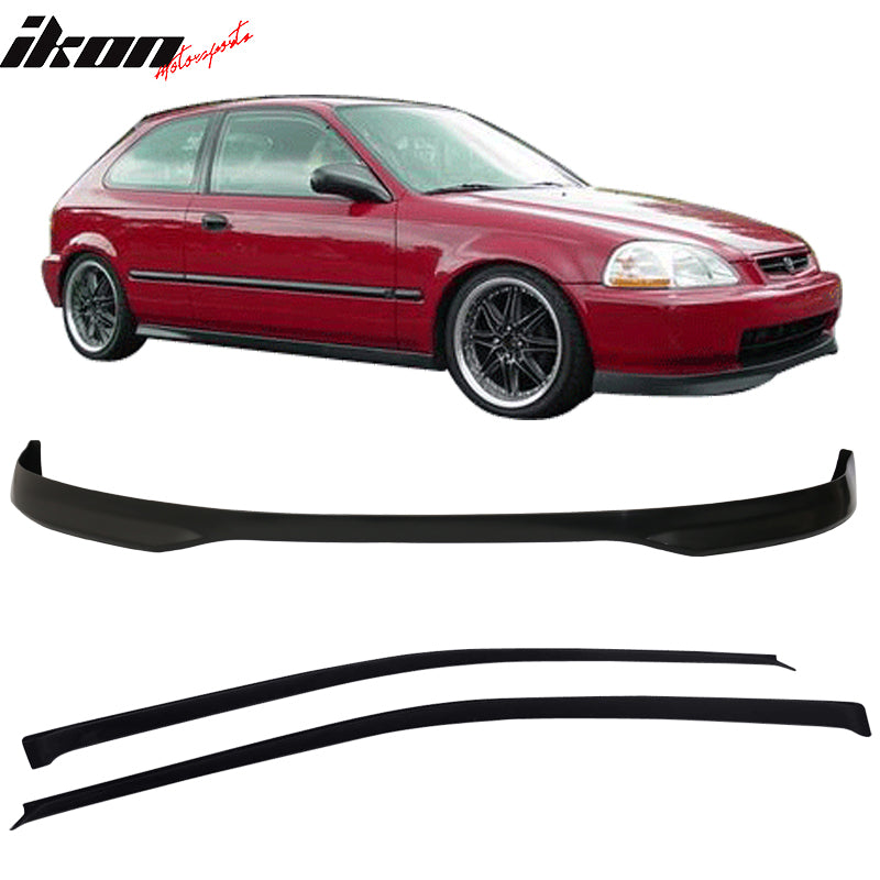 Fits Honda Civic 96-98 T-R Front Bumper Lip Spoiler +Sun Window Visor