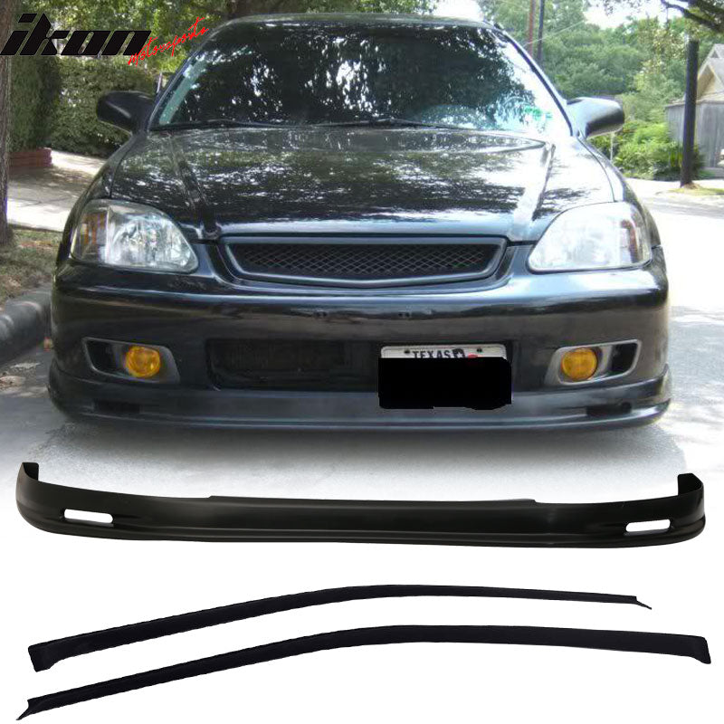 Fits Honda Civic 99-00 3D Mugen Front Bumper Lip + Window Visor