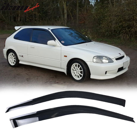 Fits 99-00 Honda Civic EK Mugen Style Front Bumper Lip PP + 2PCS Window Visors