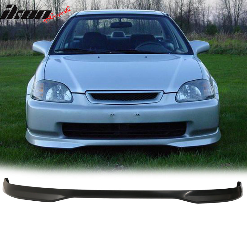 Fits 99-00 Honda Civic 4Dr EK Front Bumper Lip Spoiler PP + 4PCS Window Visors