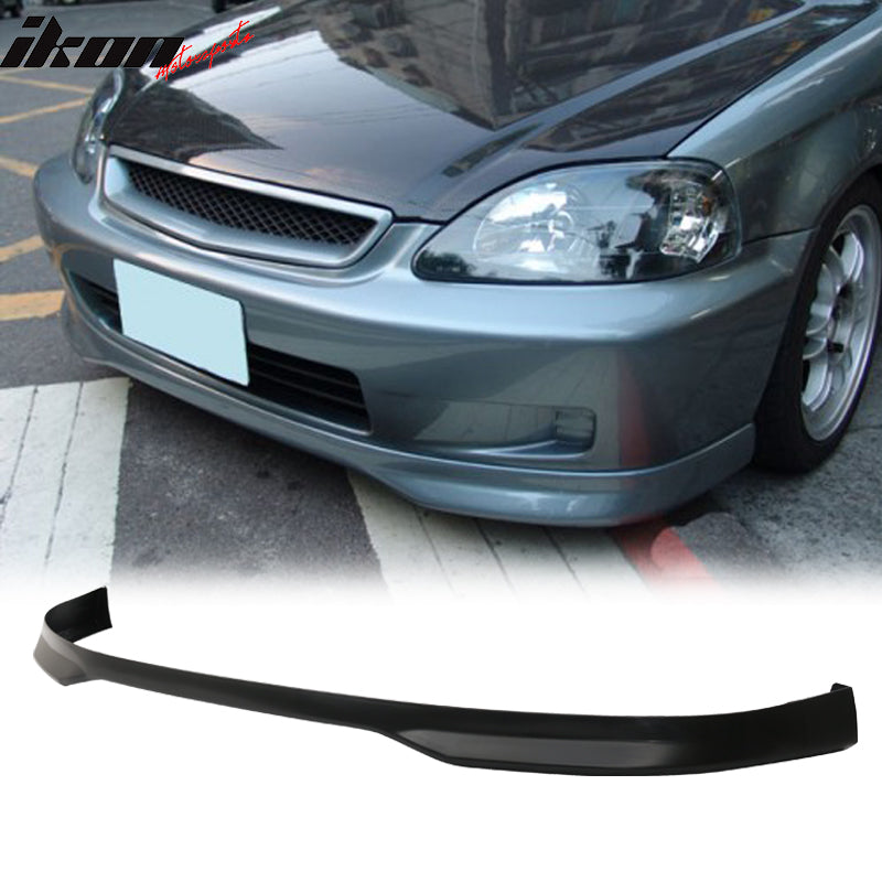 Fits 99-00 Honda Civic 4Dr EK Front Bumper Lip Spoiler PP + 4PCS Window Visors