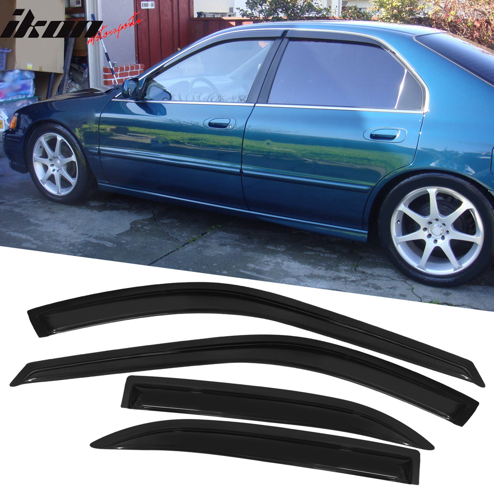 Compatible With 1996-1997 Honda Accord 4Dr Front Bumper Lip + Sun Window Visor