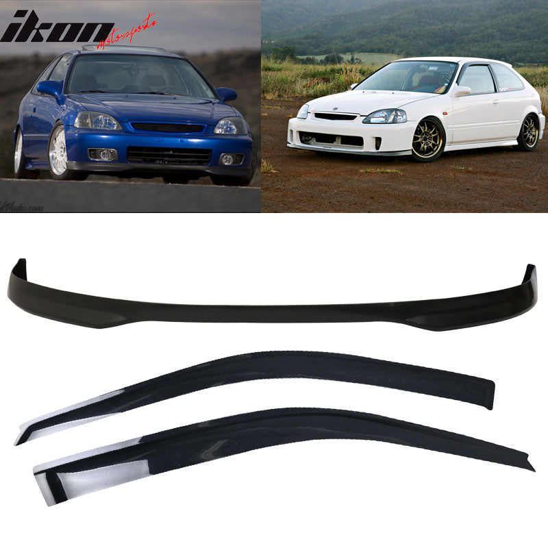 Fits 96-98 Honda Civic 3Dr TR Front Bumper Lip + Sun Window Visor