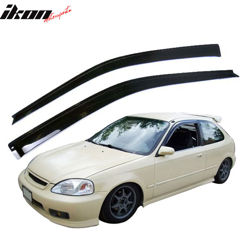 Fits 96-98 Honda Civic Hatchback TR Style Front Bumper Lip PP + 2PC Window Visor