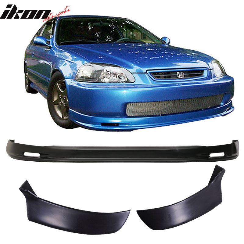 Fits 96-98 Civic 3D Mugen Front Bumper Lip + 2PC Rear Bumper Lip Spats